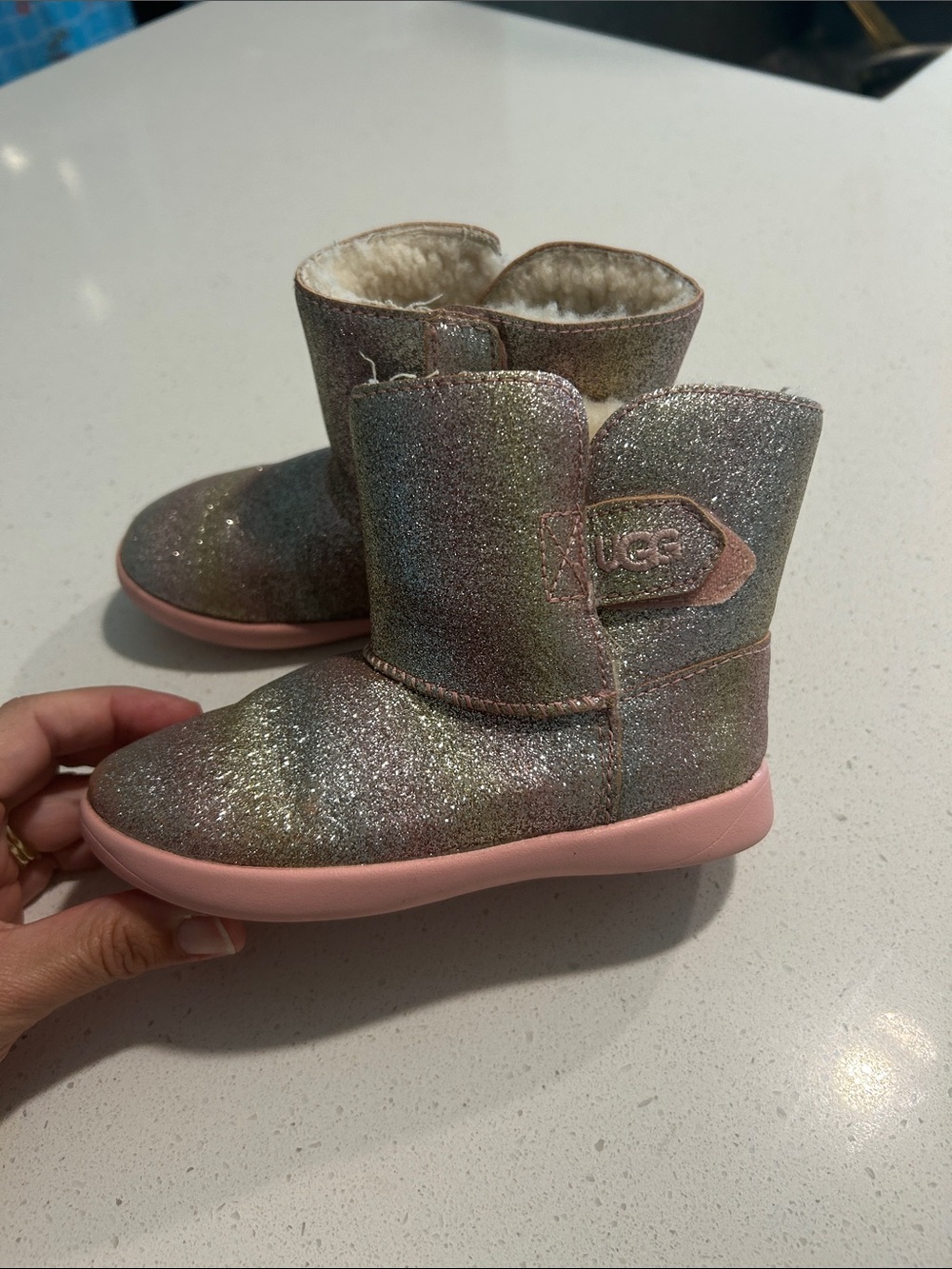 UGG Kids Glitter Booties - Pink Sole